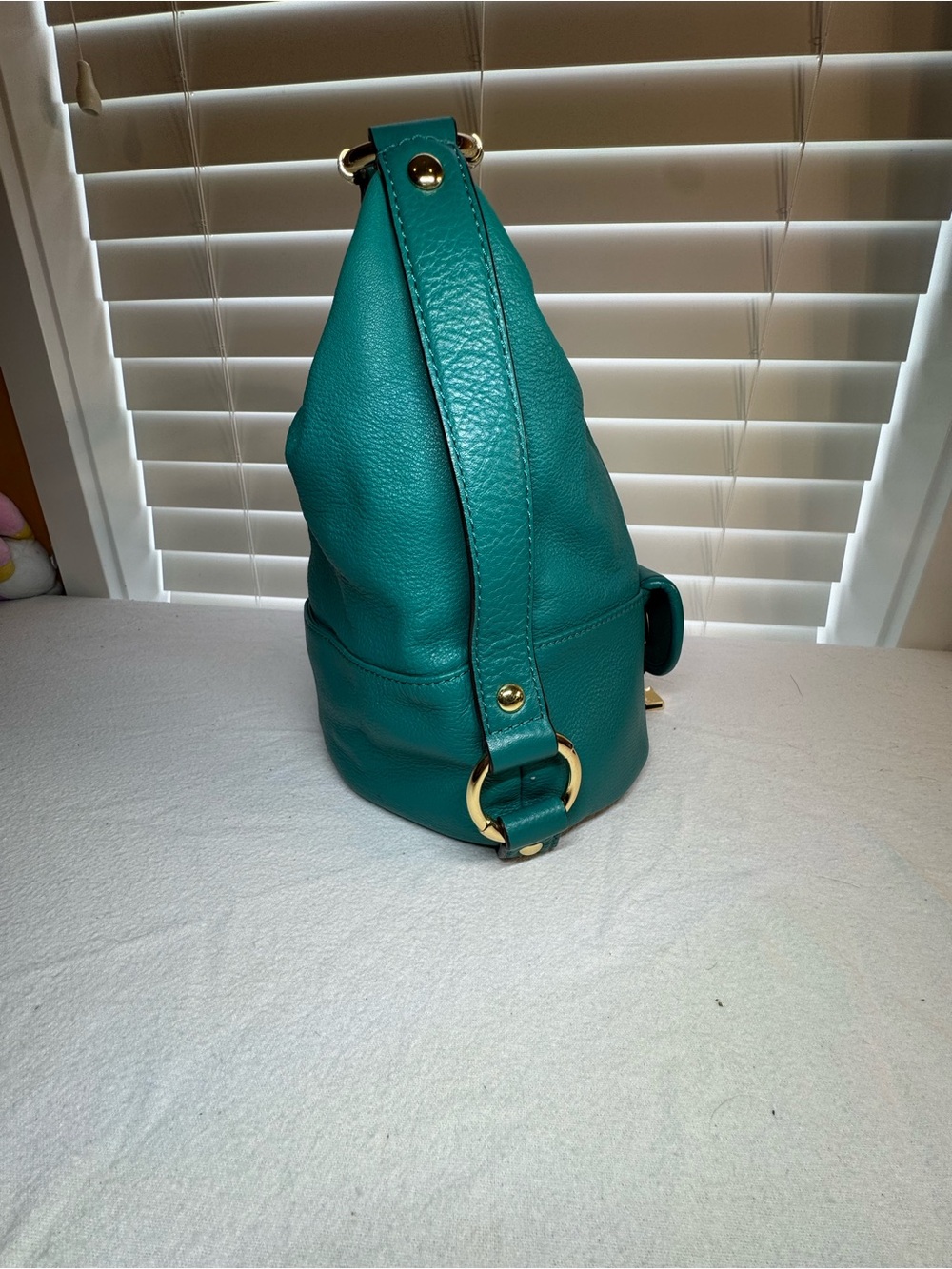 Michael Kors Teal Shoulder Hobo with Gold MK Emblem - Picture 11 of 11